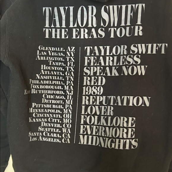 Taylor Swift Eras Tour Sweatshirt/Hoodie size small tour cities - Picture 4 of 6